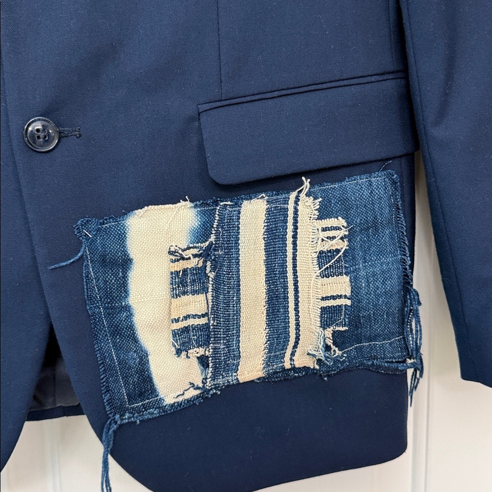 Navy vintage custom patchwork blazer - menswear s… - image 6